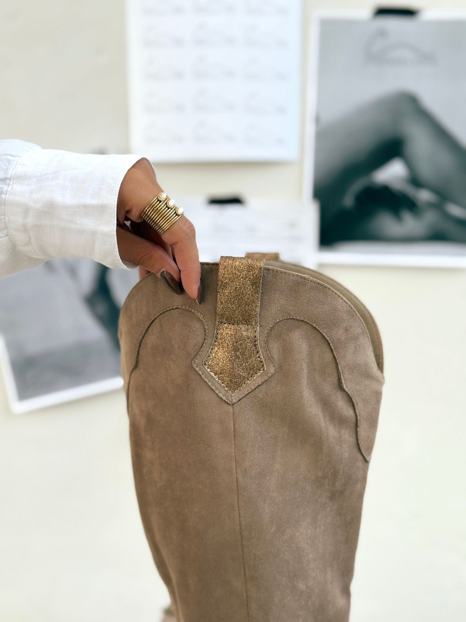 Nos santiags « LAVINIA » TAUPE XL