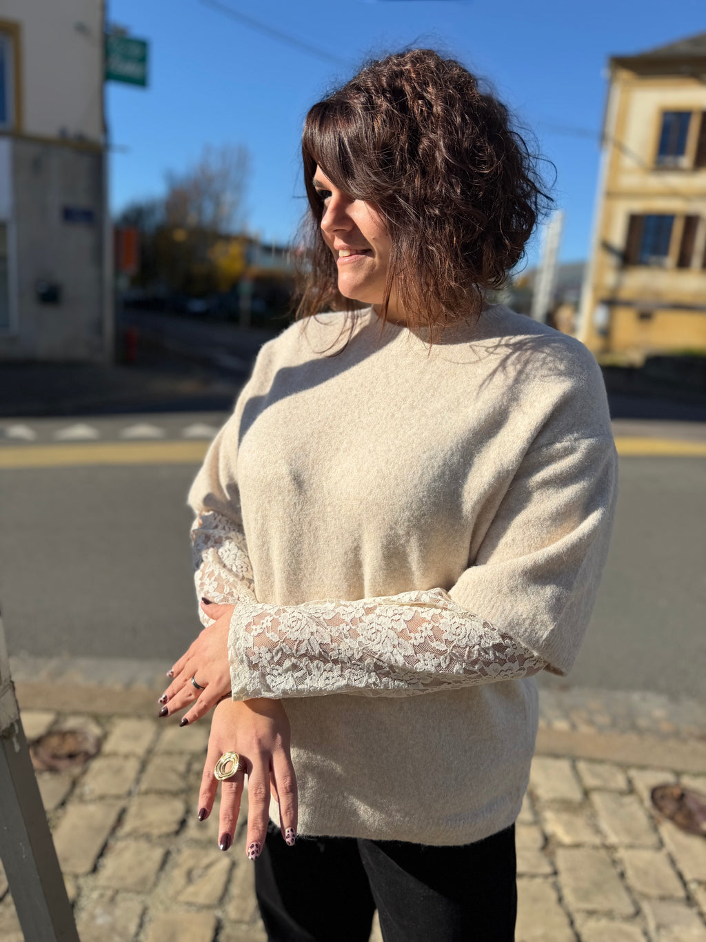 Notre pull DENTELLE écru