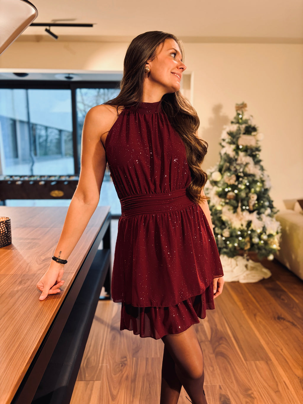 Notre robe courte MARIA bordeaux