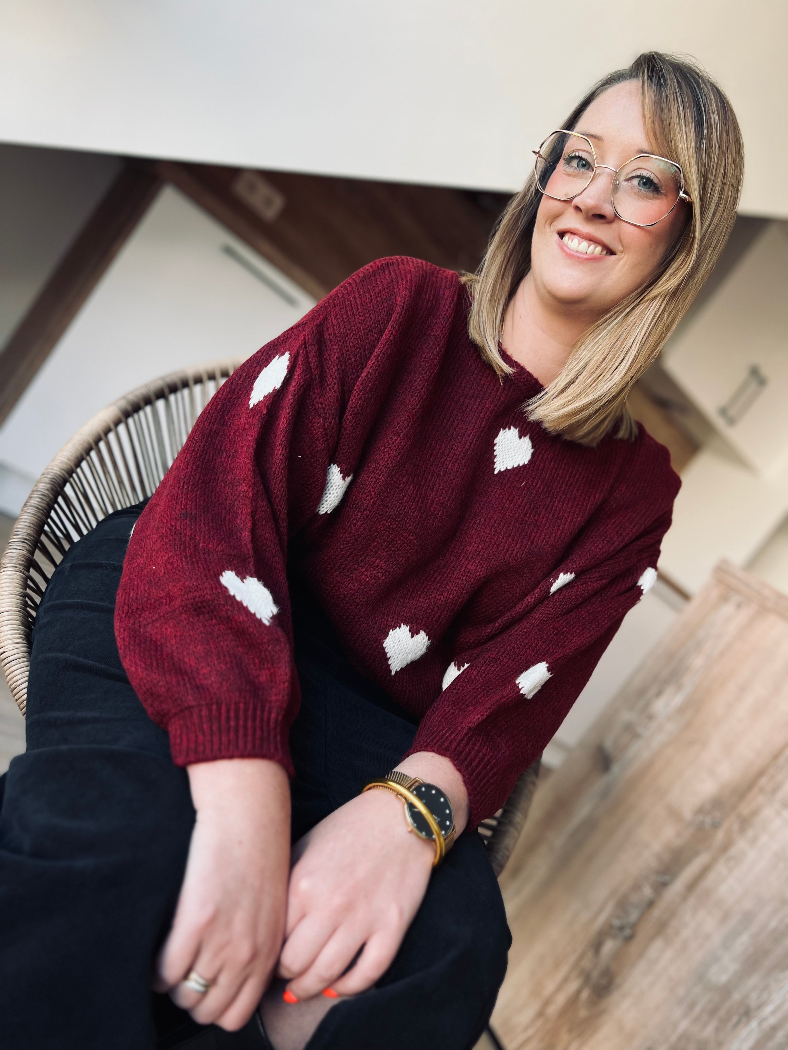 Notre pull TIAMO bordeaux