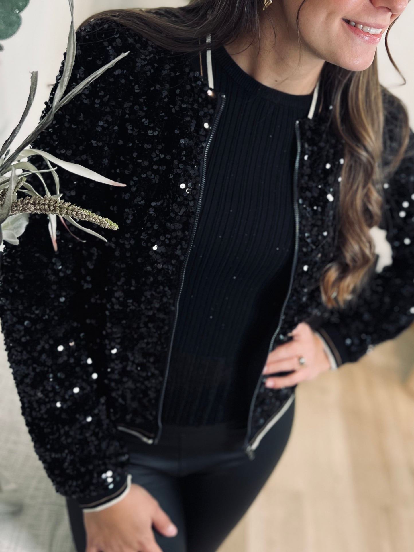 Bomber à sequins black