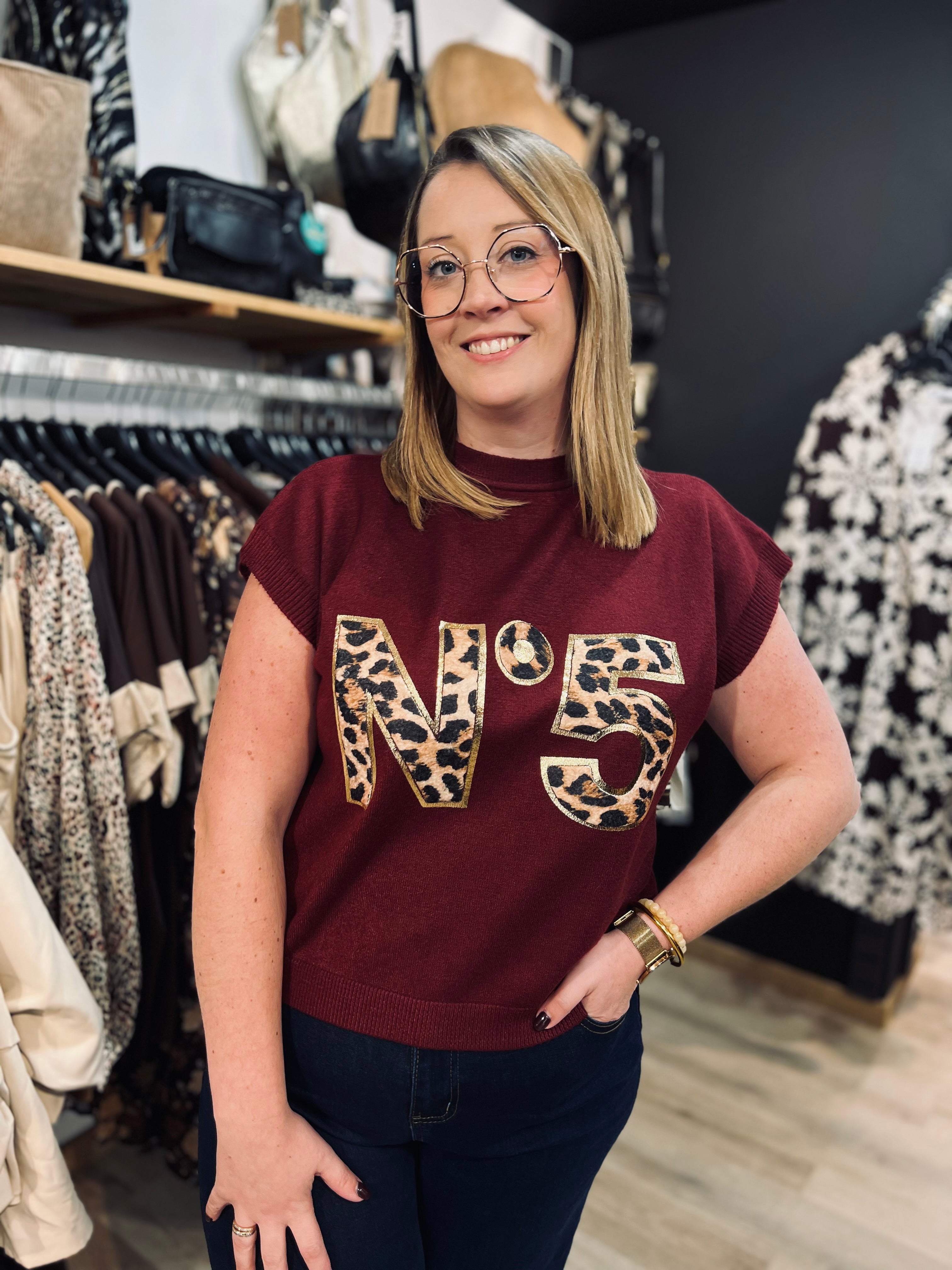 Notre pull sans manches FIVE bordeaux