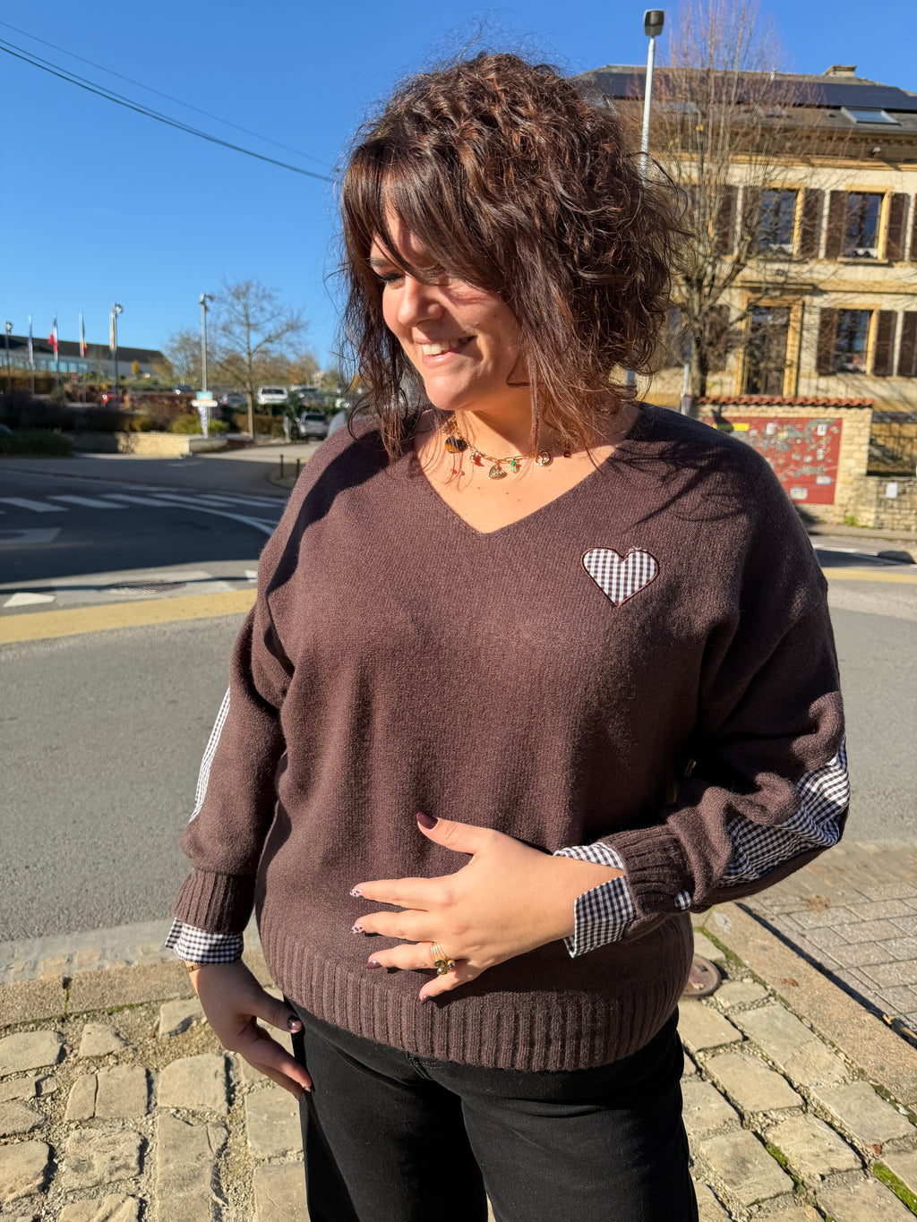 Notre pull LOANE marron