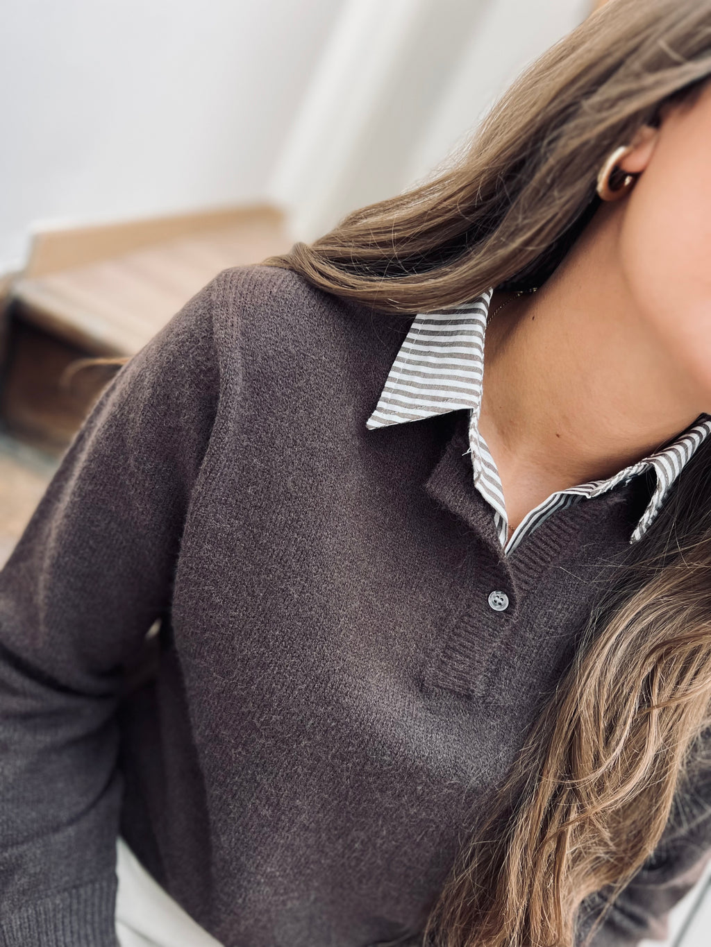 Notre pull | chemise FLORE marron