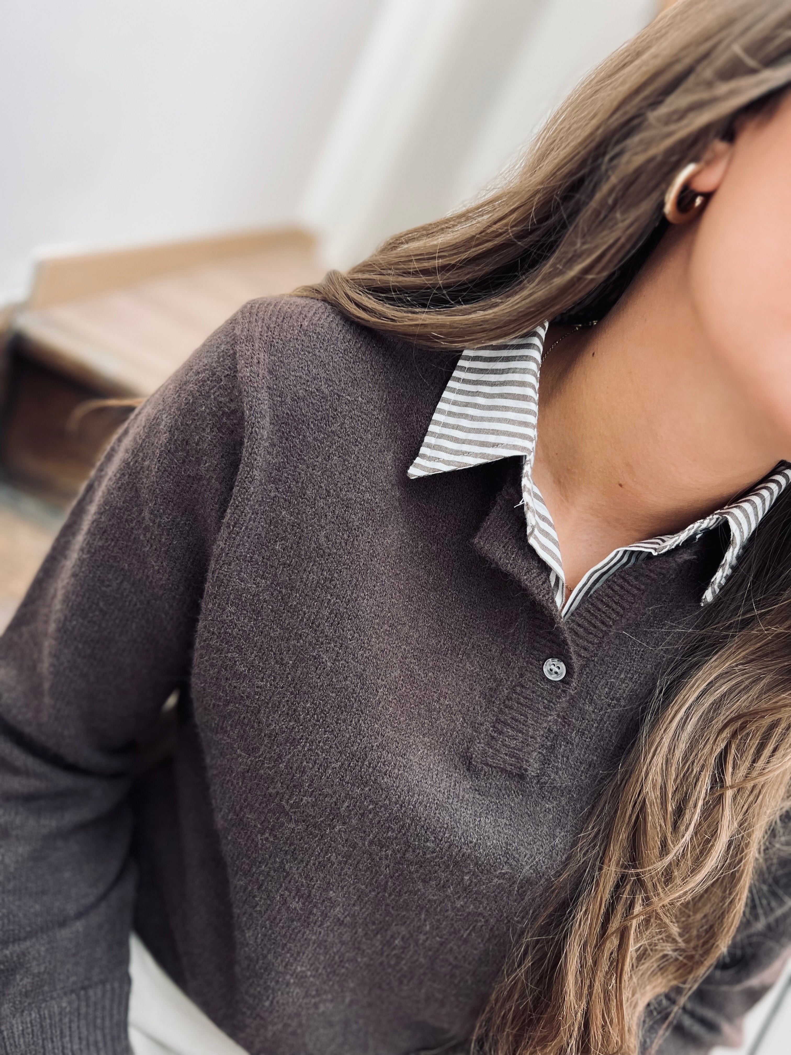 Notre pull | chemise FLORE marron