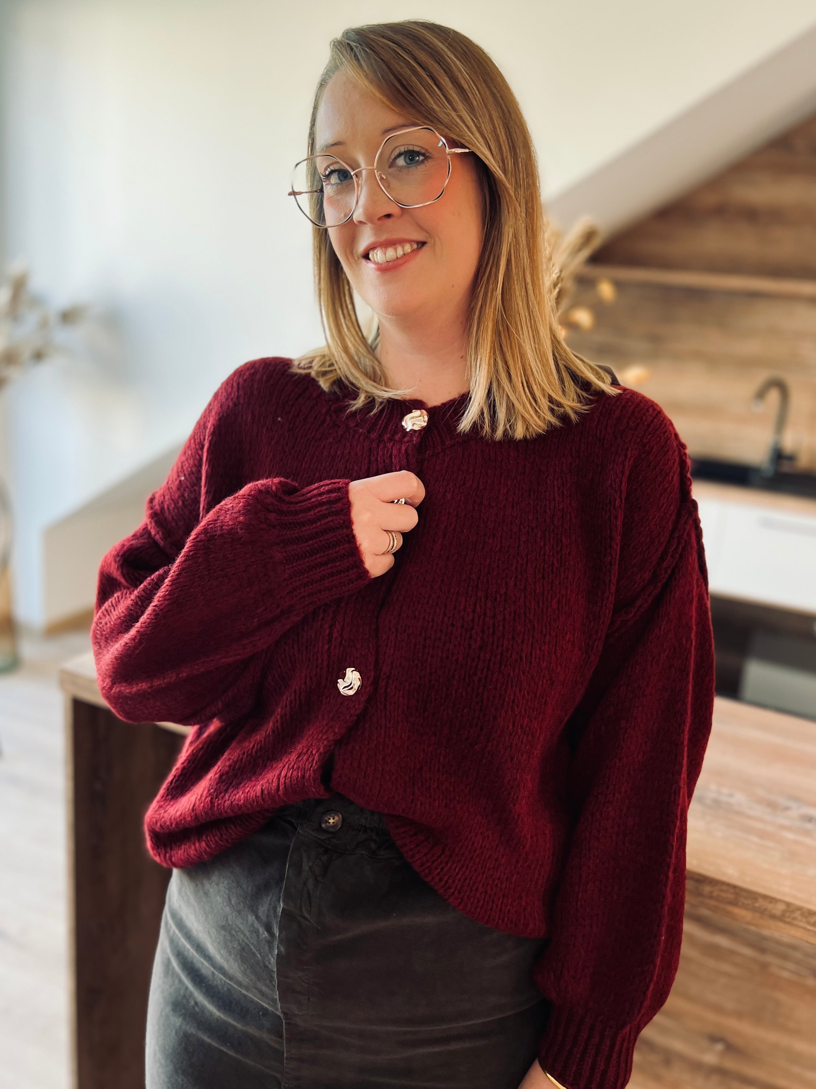 Notre gilet RACHEL bordeaux