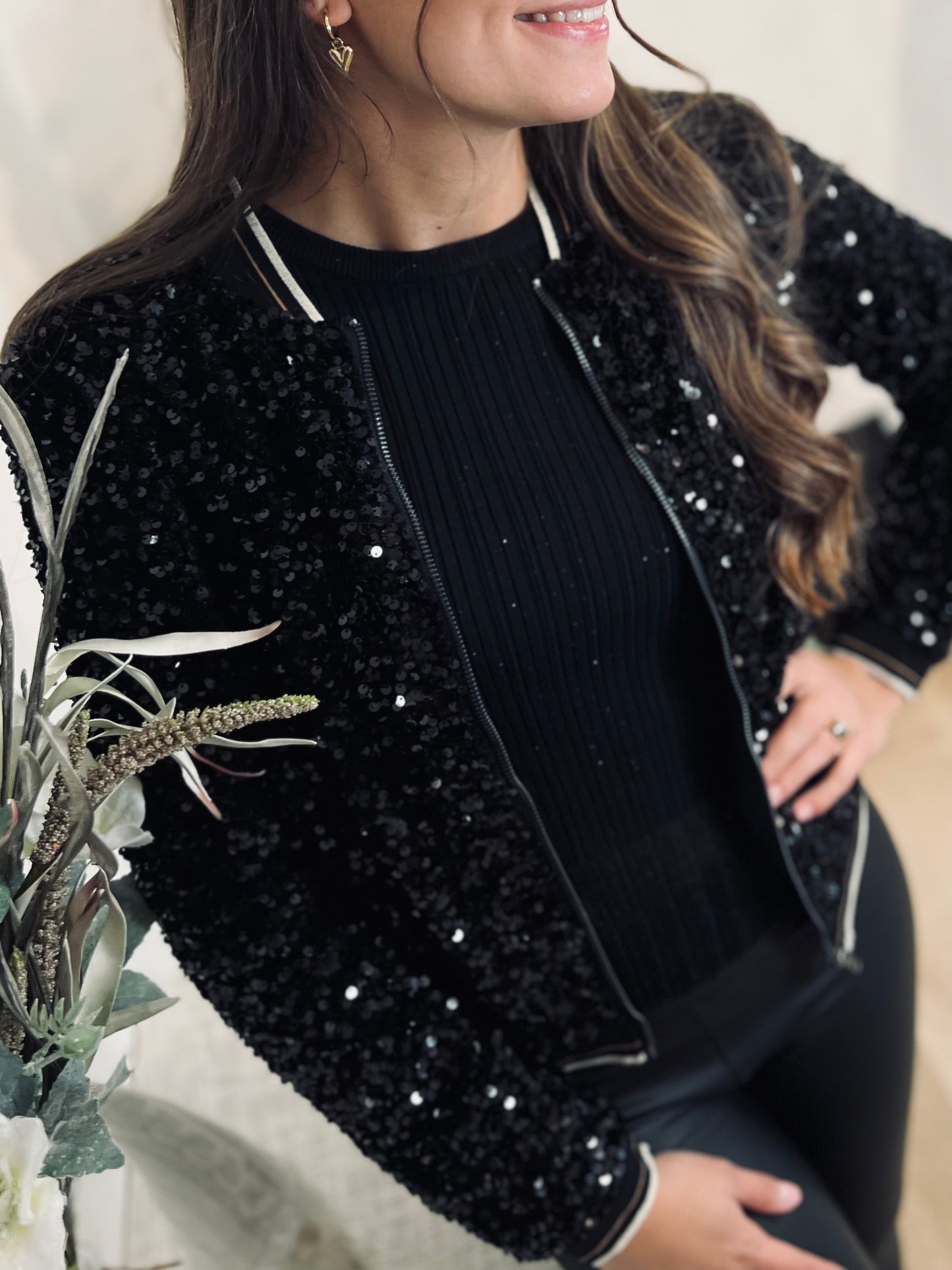 Bomber à sequins black