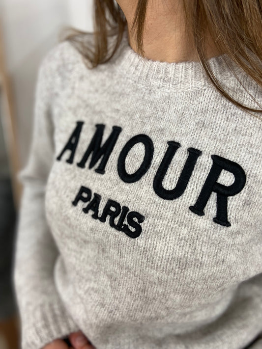 Pull AMOUR gris