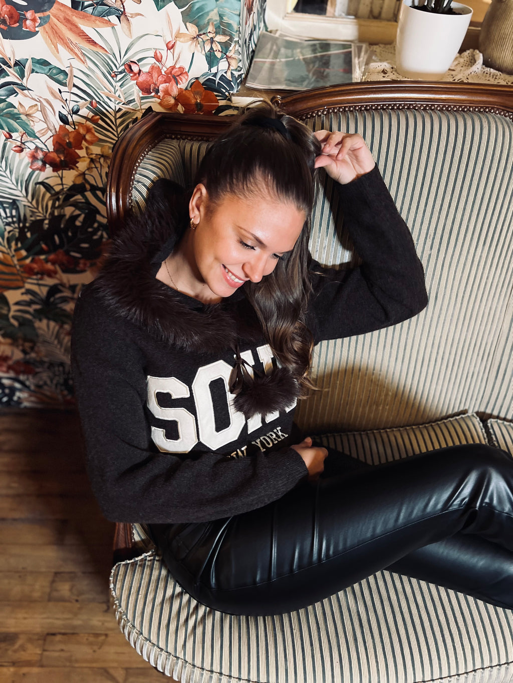 Notre pull capuché « SOHO » marron