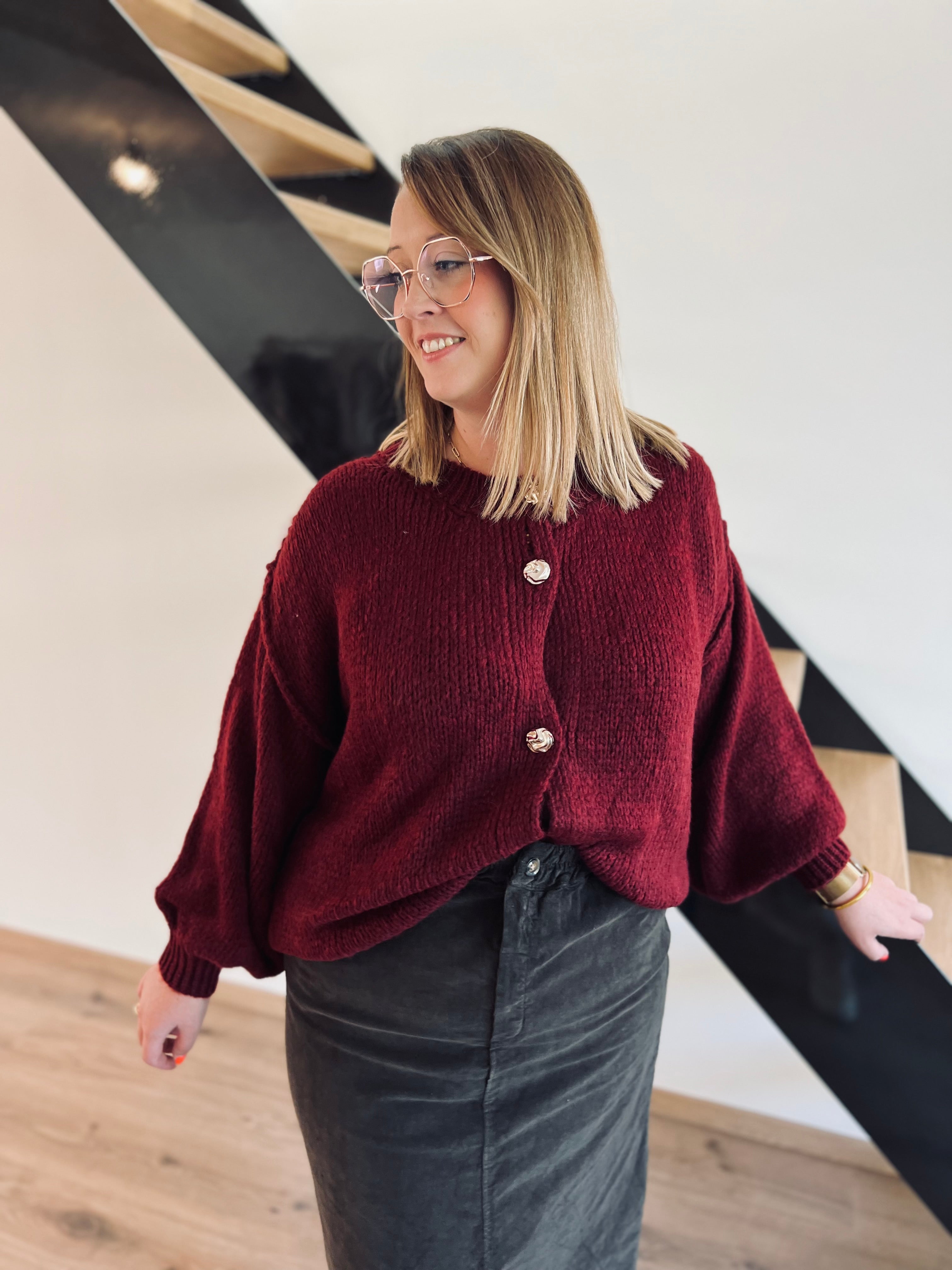 Notre gilet RACHEL bordeaux