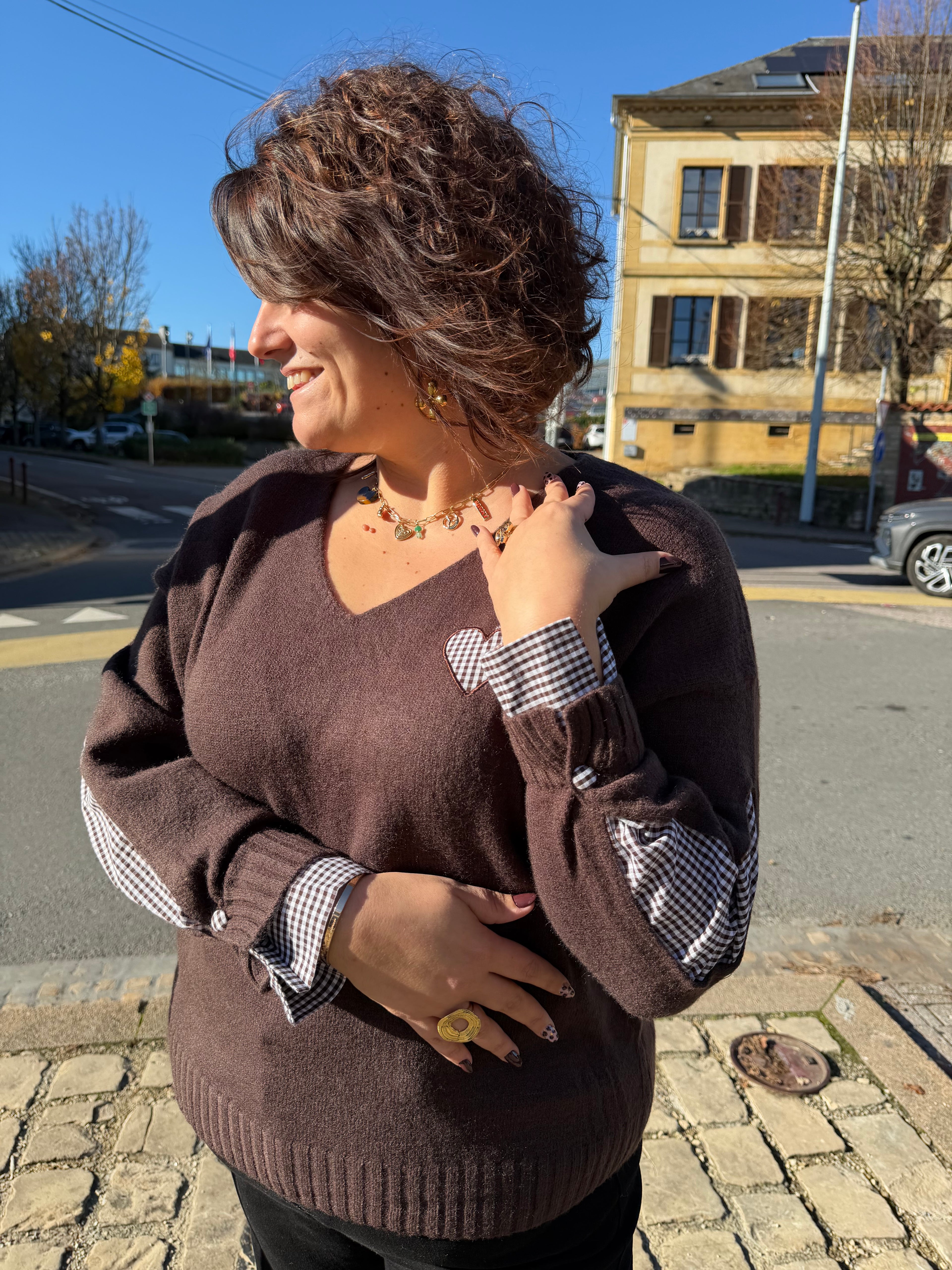 Notre pull LOANE marron