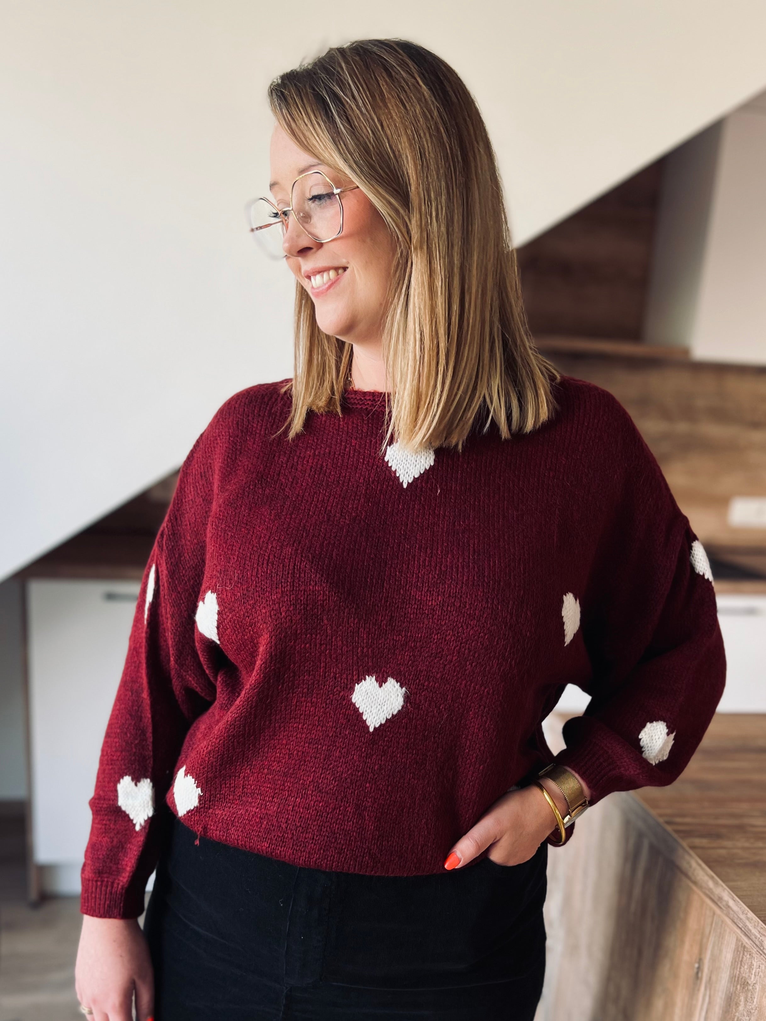 Notre pull TIAMO bordeaux