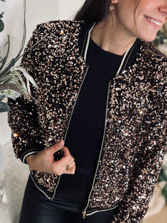 Bomber à sequins bronze