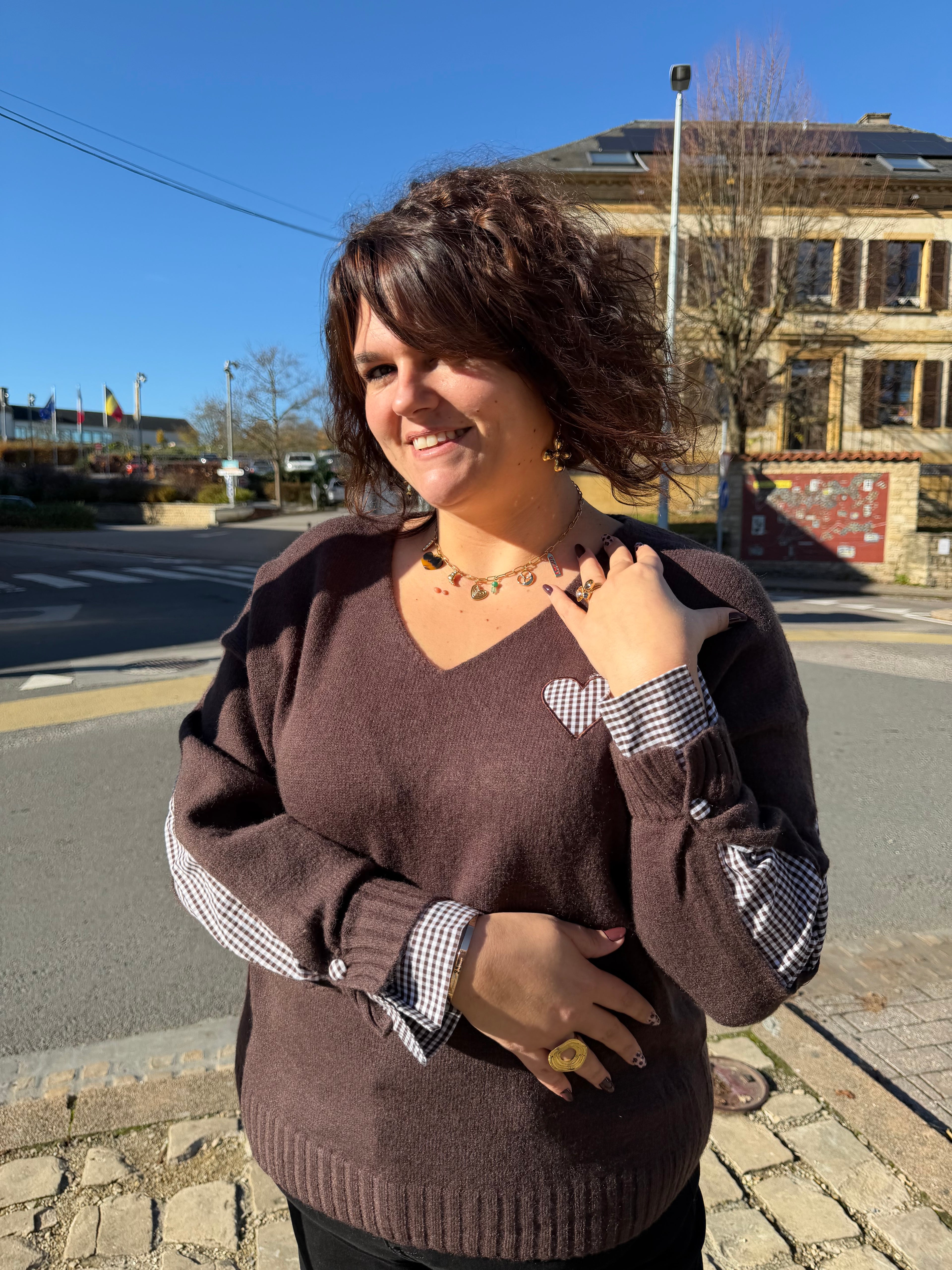 Notre pull LOANE marron