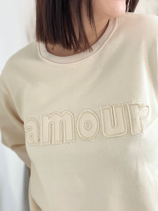 Pull « AMOUR » beige