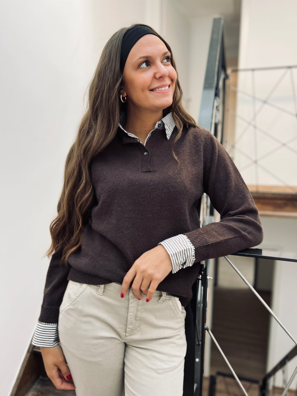 Notre pull | chemise FLORE marron