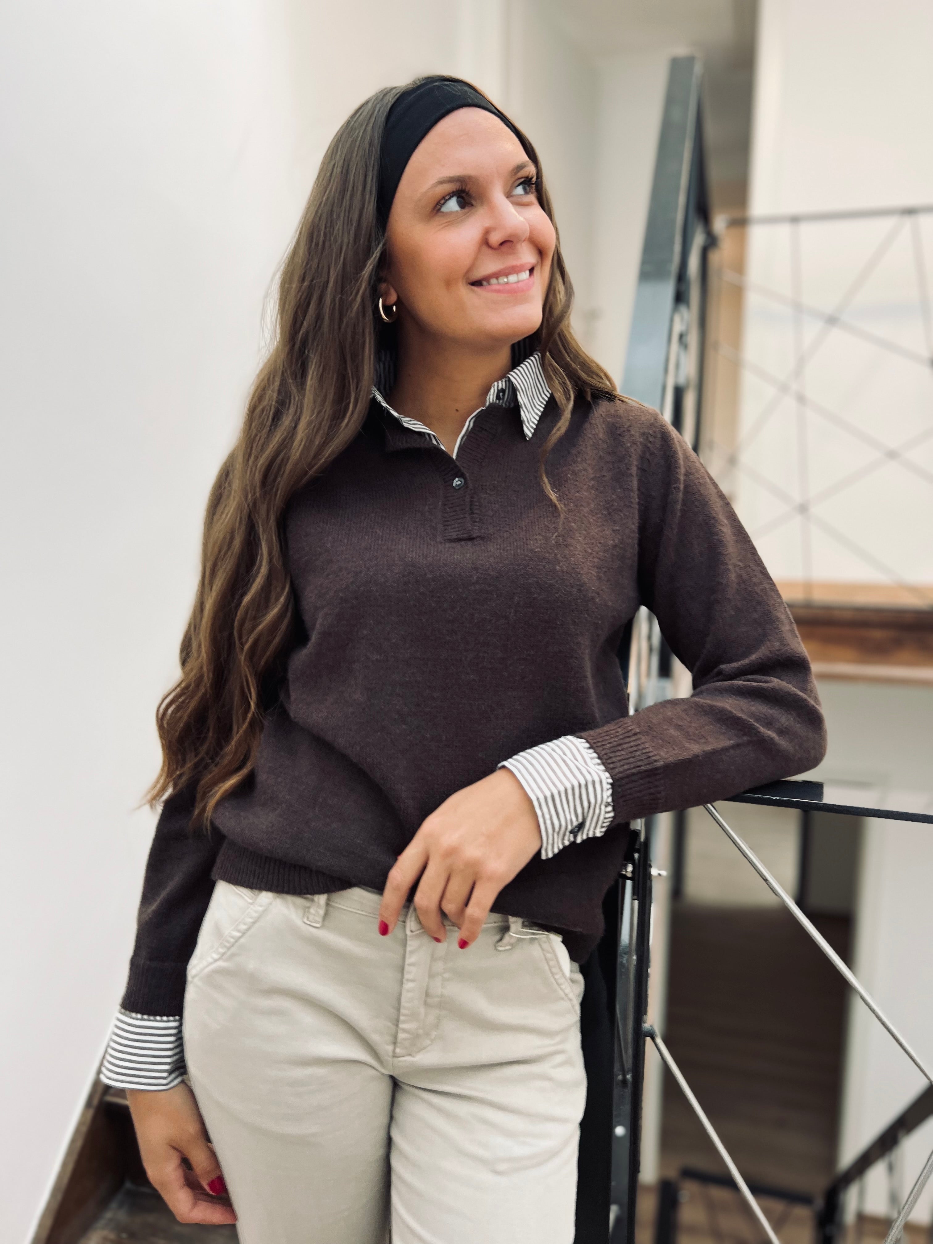 Notre pull | chemise FLORE marron