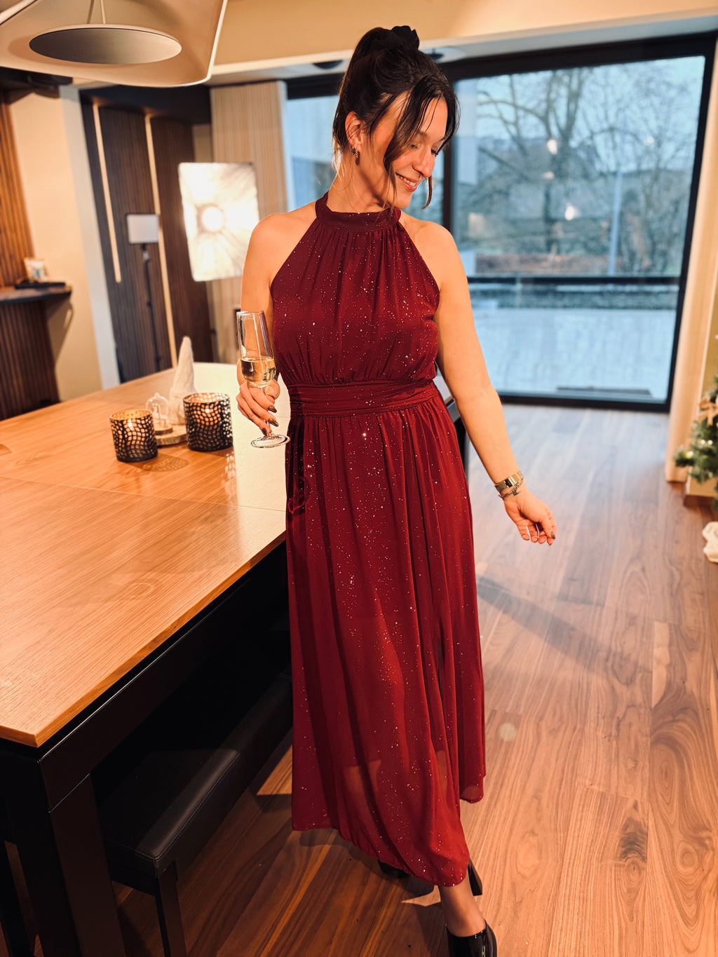 Notre robe longue MARIA bordeaux