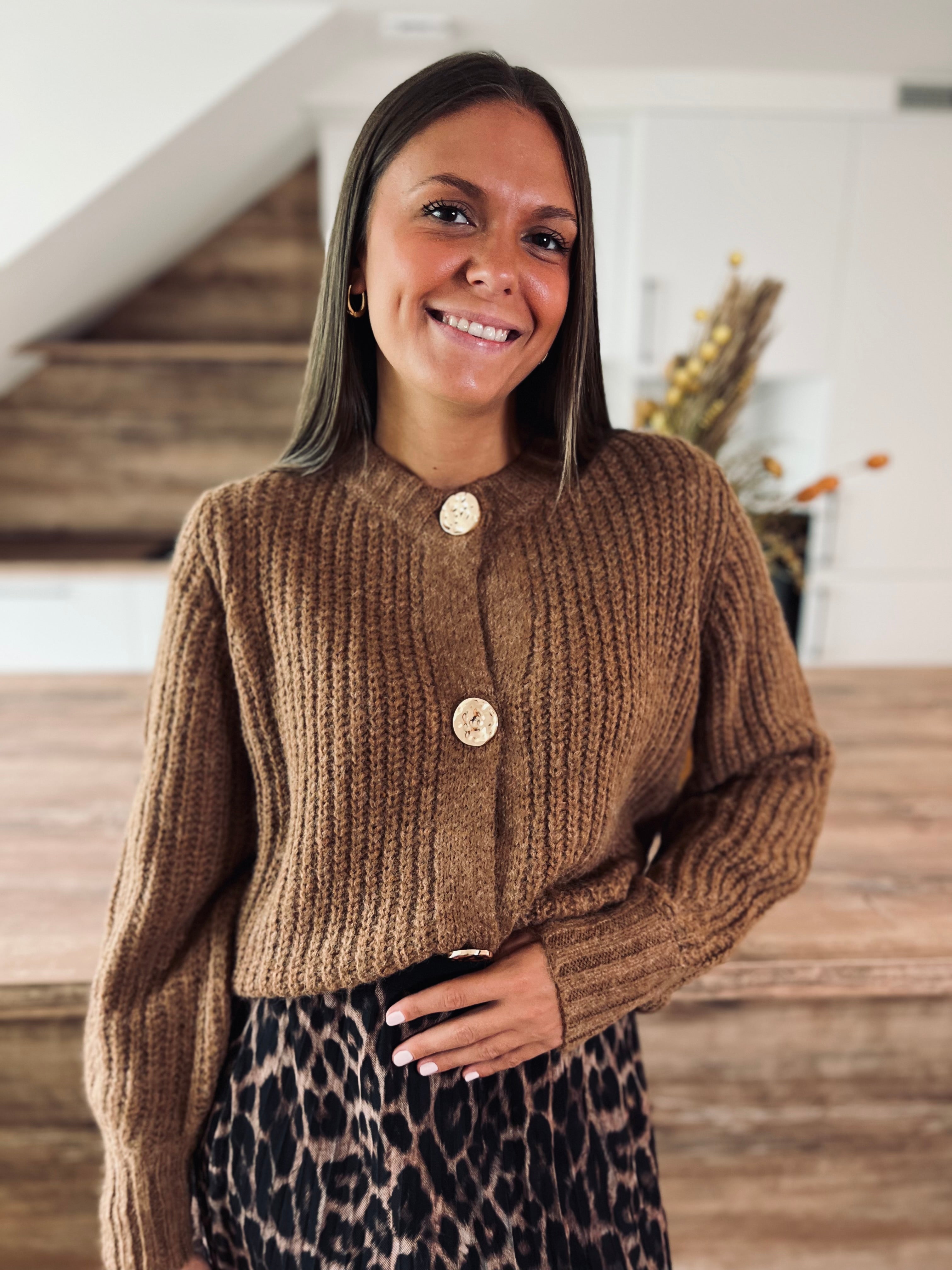 Notre gilet en maille CLÉA Coffee
