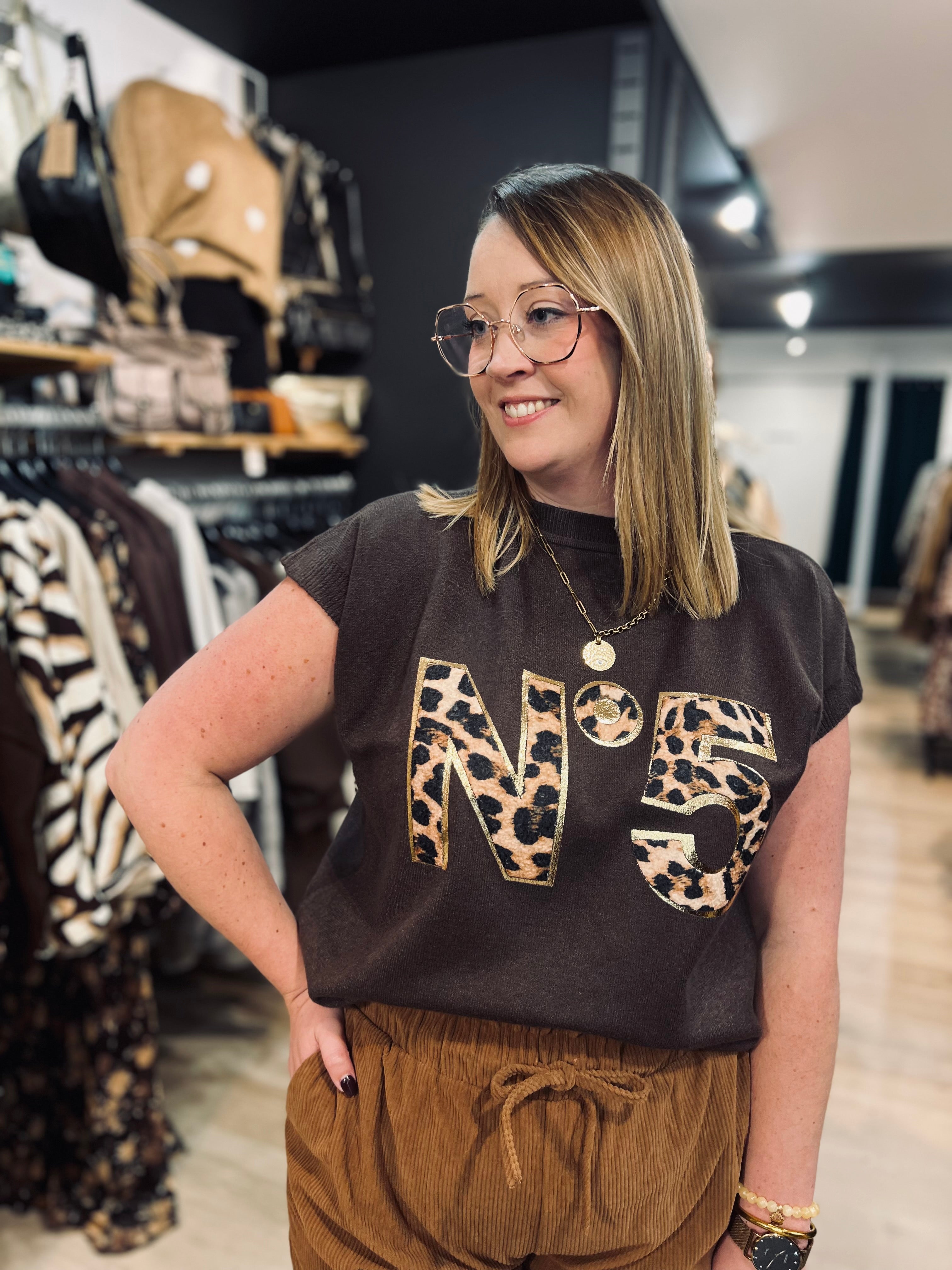 Notre pull sans manches FIVE marron