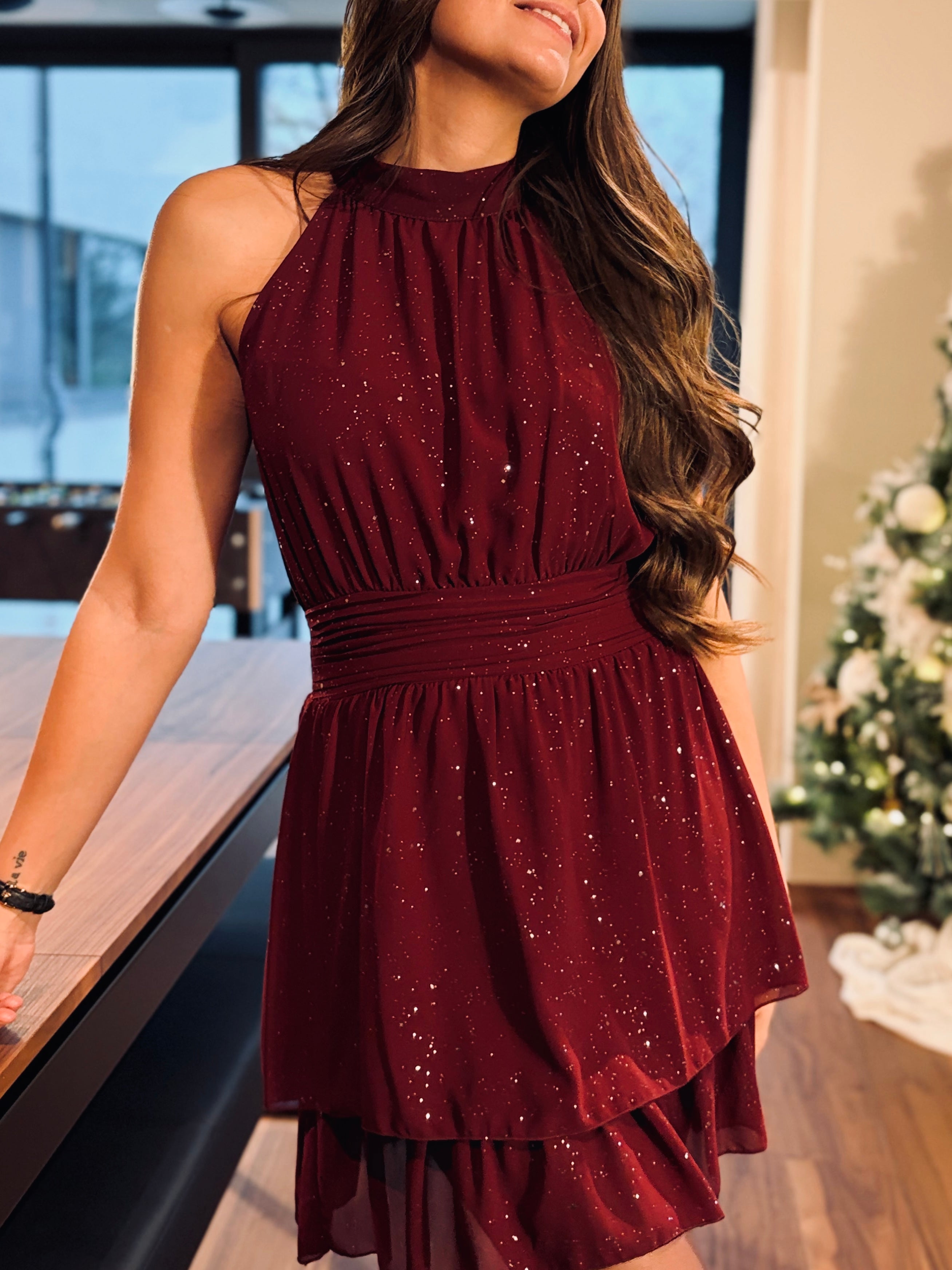 Notre robe courte MARIA bordeaux