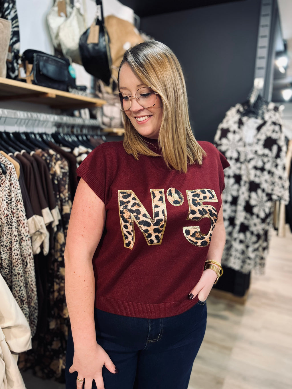 Notre pull sans manches FIVE bordeaux