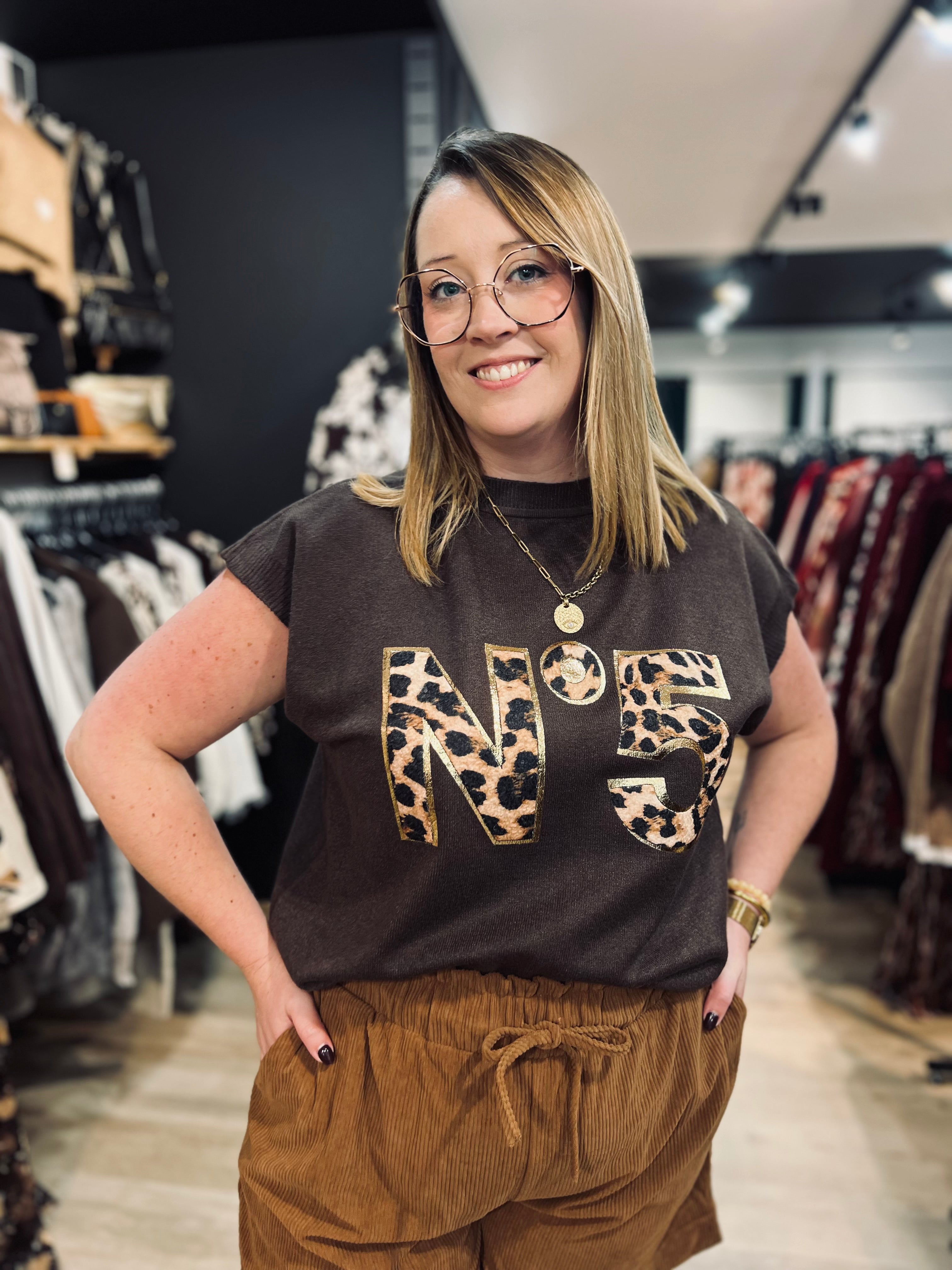 Notre pull sans manches FIVE marron