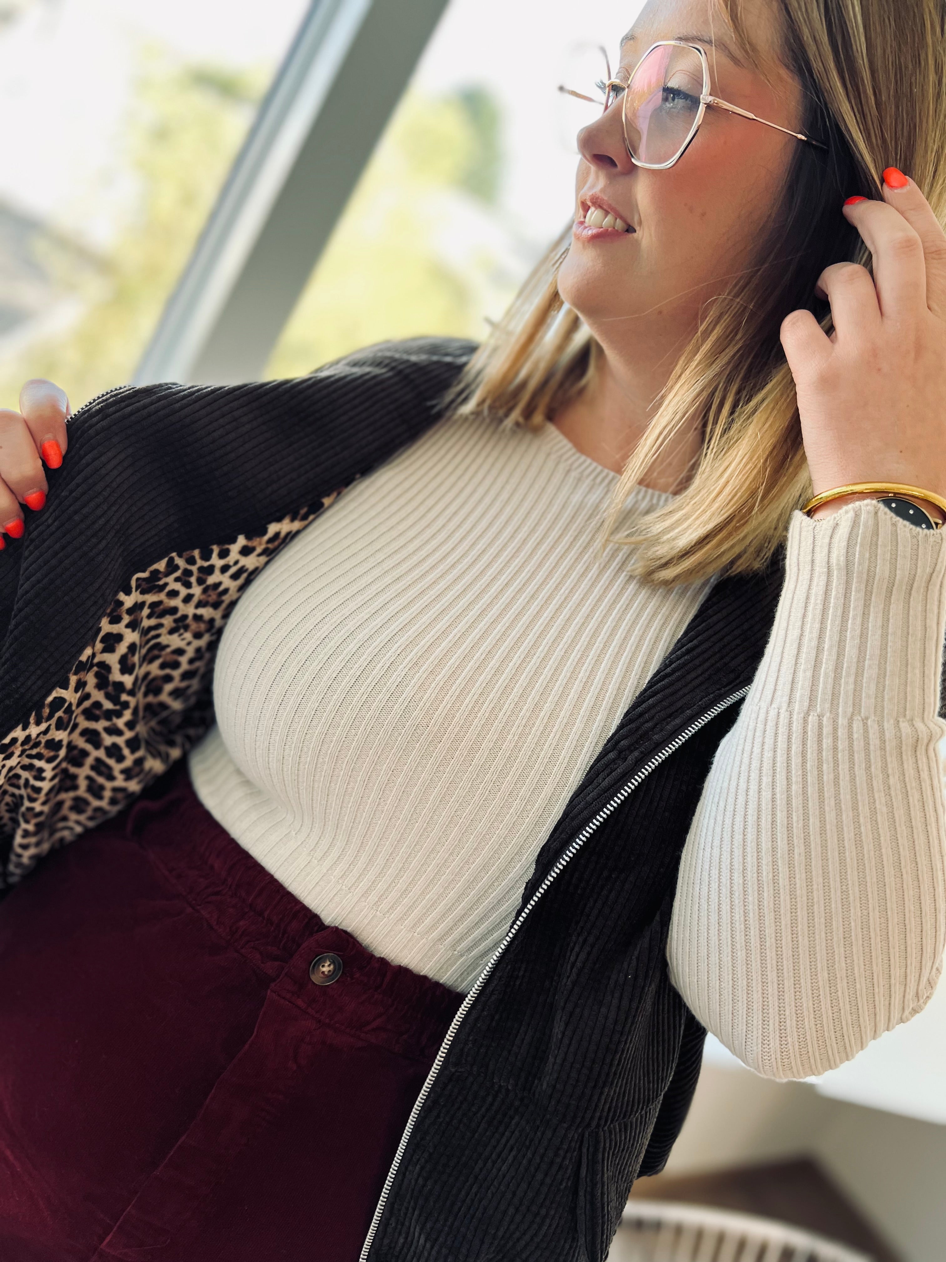 Notre gilet velours ORSO sans manches marron
