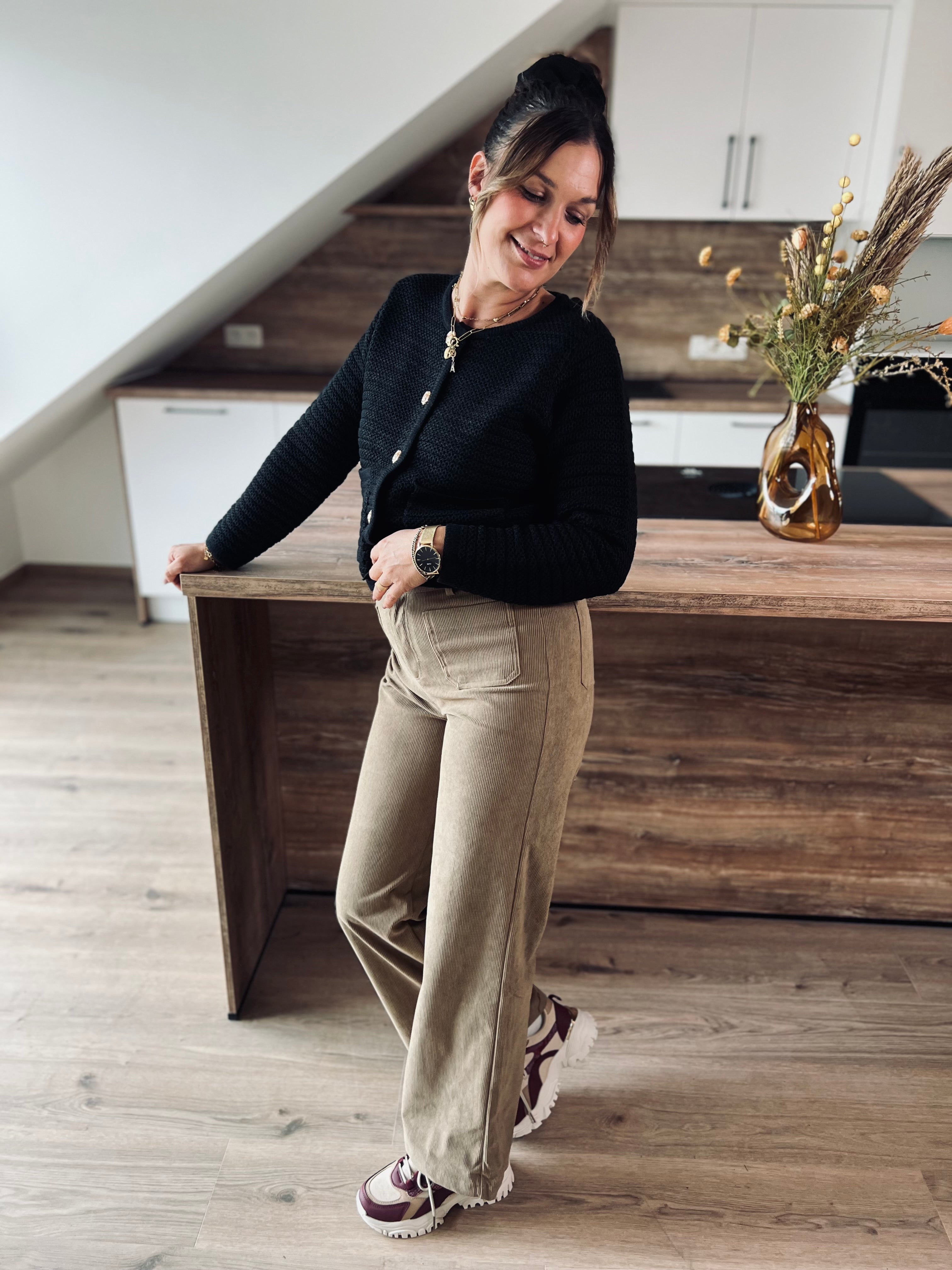 Notre jean velours KALI taupe