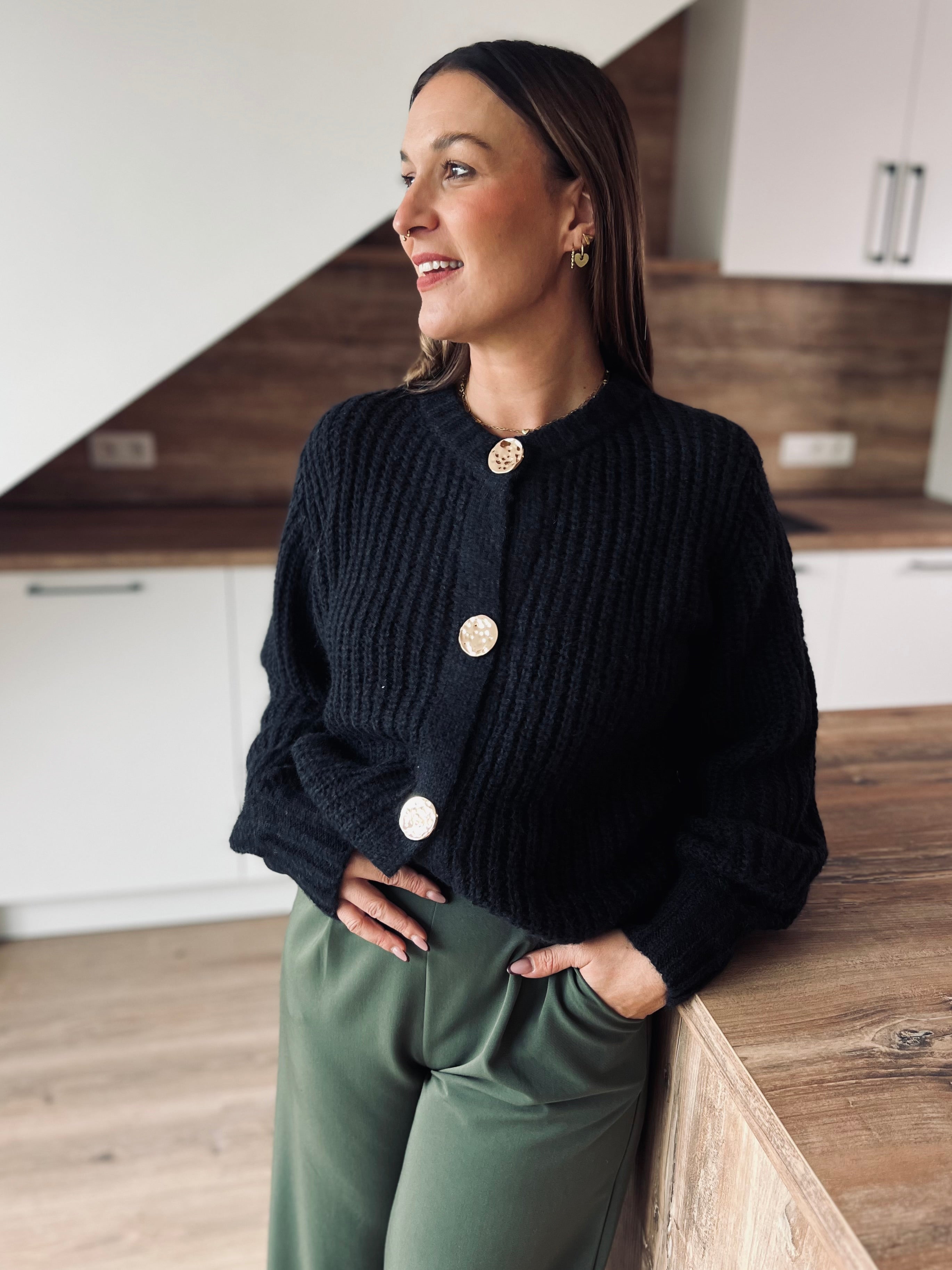 Notre gilet en maille CLÉA noir