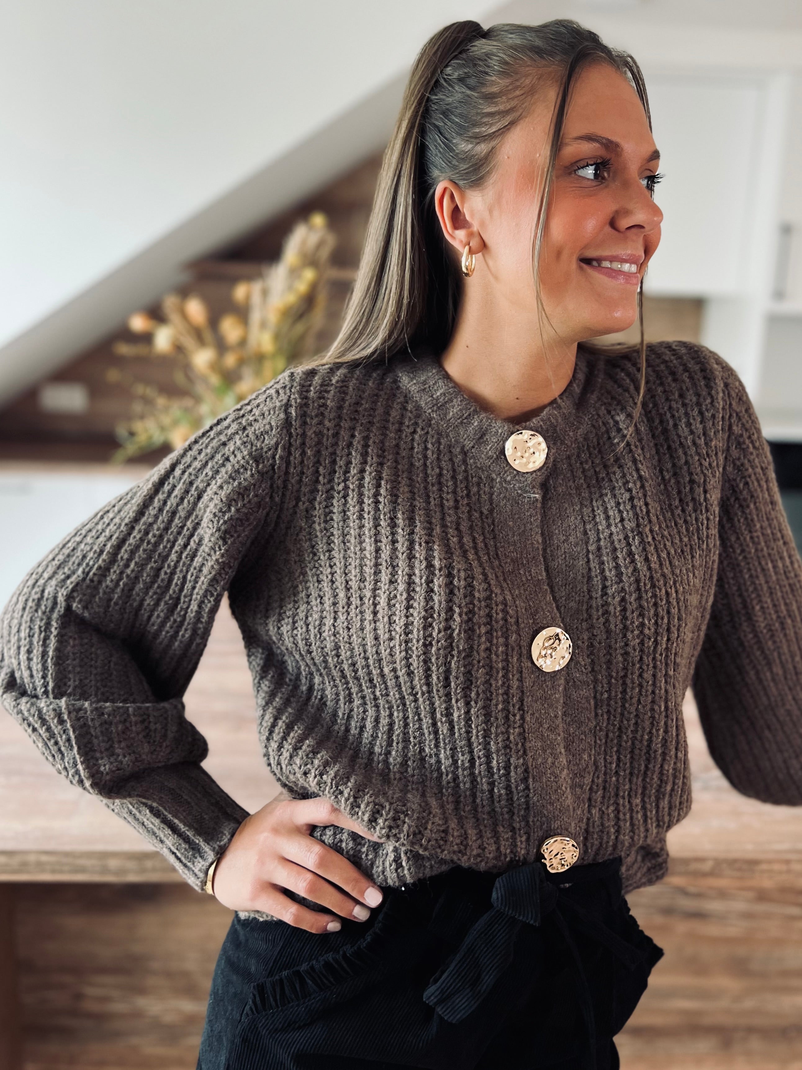 Notre gilet en maille CLÉA choco