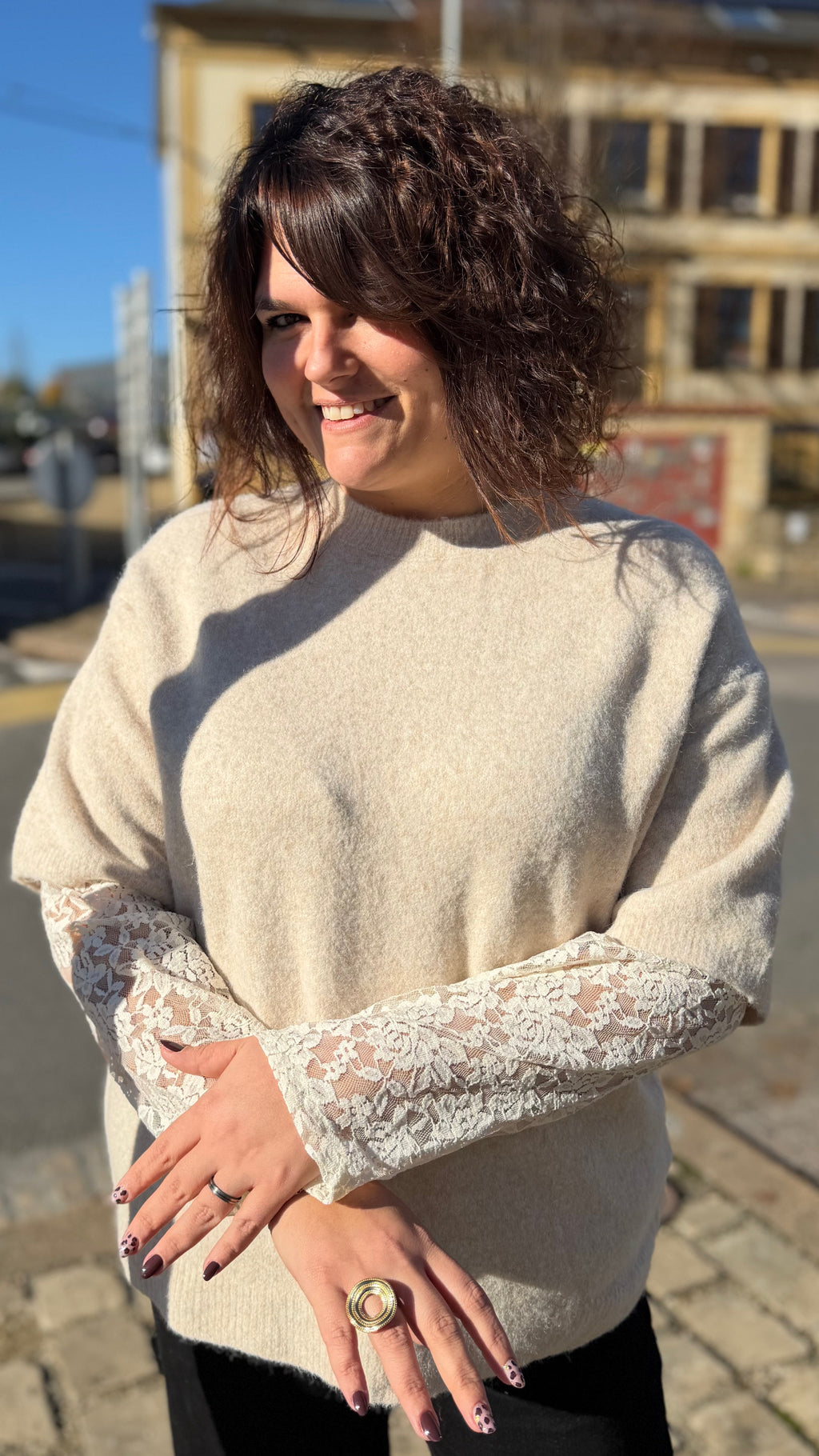 Notre pull DENTELLE écru