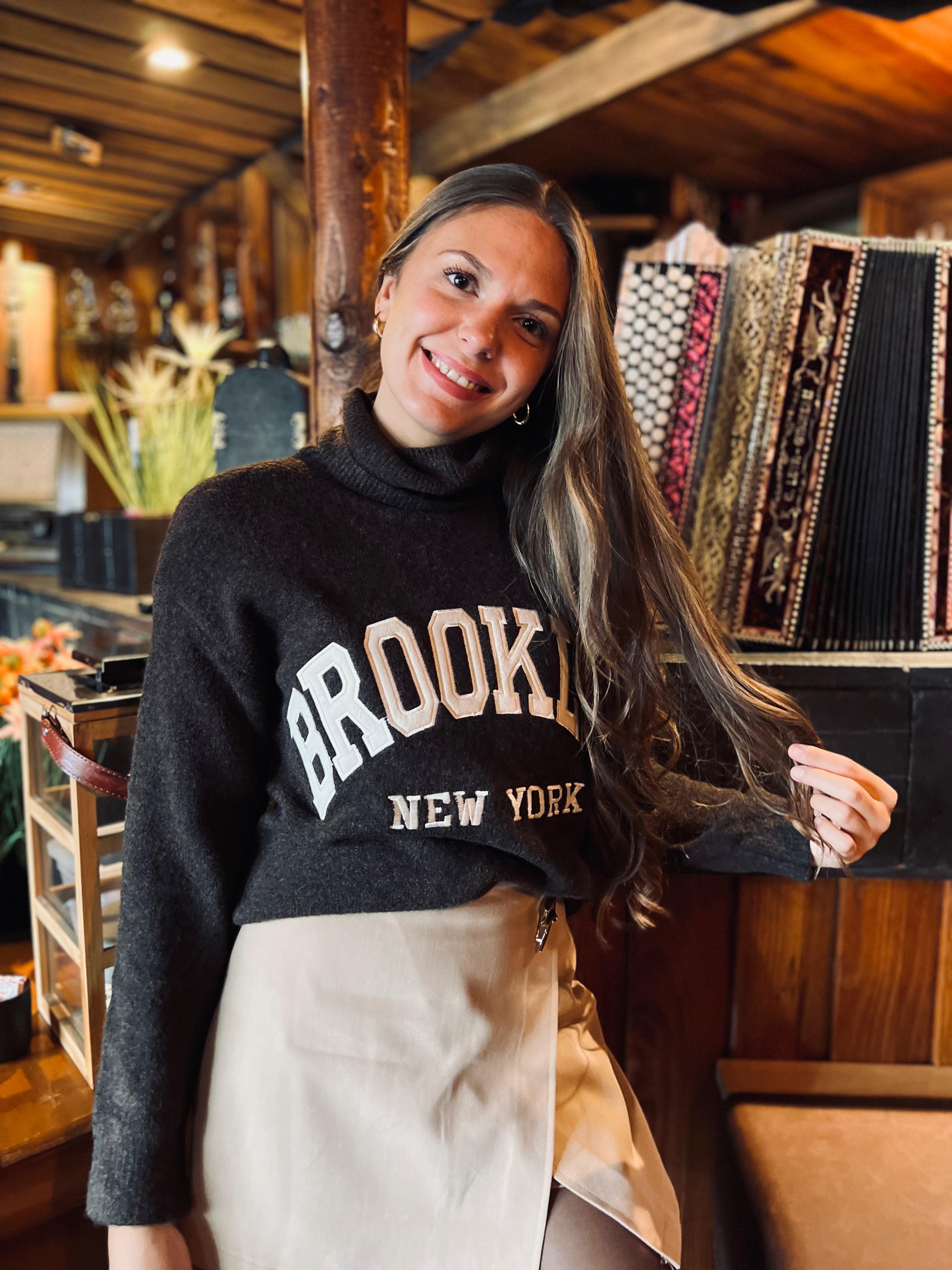 Notre pull « BROOKLIN » marron