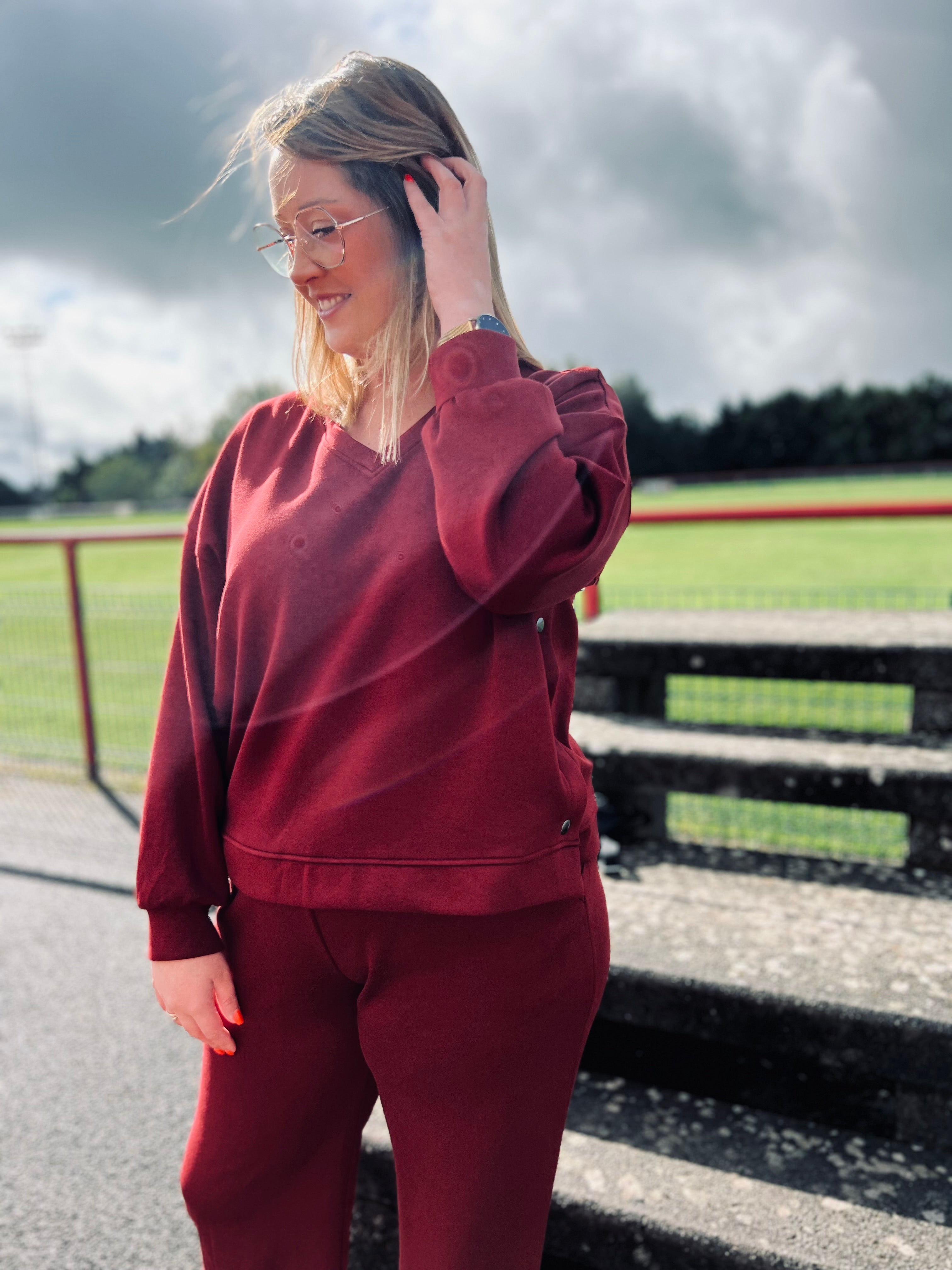 Notre sweat cosy JAMIE cerise